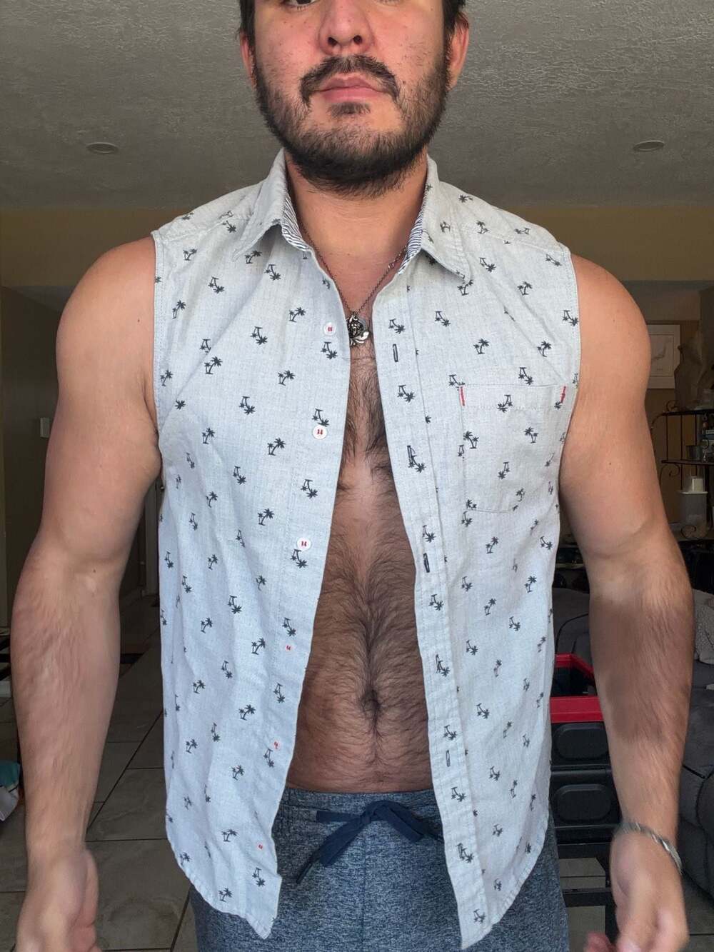 Andrew Christian California Collection Palm Tree Sleeveless Button Down